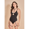 Strapped Up Garter Teddy w/Choker Black SM