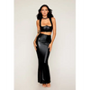 Stretch Faux Leather Harness Bra & Long Slip Skirt - Black SM - Lingerie - Hanging