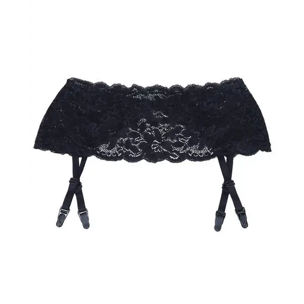 Stretch Lace Garter Belt w/Adjustable Garters Black O/S - Lingerie - Hanging