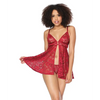 Stretch Lace Soft Triangle Cup Babydoll w/Thong Ruby O/S