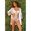 Stretch Mesh Ruffled Crotchless Teddy White SM
