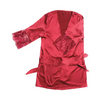 Stretch Satin Robe w/Eyelash Lace Sleeve Merlot OS/XL