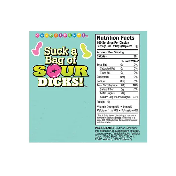 Suck a Bag of Sour Dicks - 100 pc Bag - Bachelorette & Party Supplies