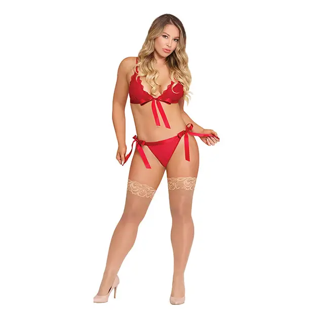 Sugar & Spice Ribbon Tie Bra & Panty Red S/M