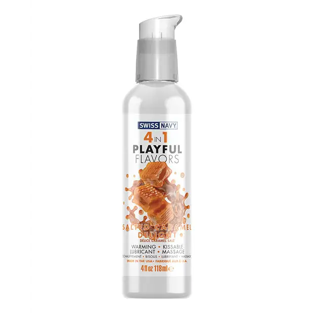 Swiss Navy 4 in 1 Playful Flavors, 4 oz Salted Caramel Delight