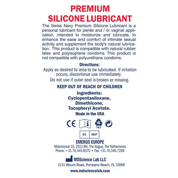 Swiss Navy Lube Silicone - 32 oz - Lubricants