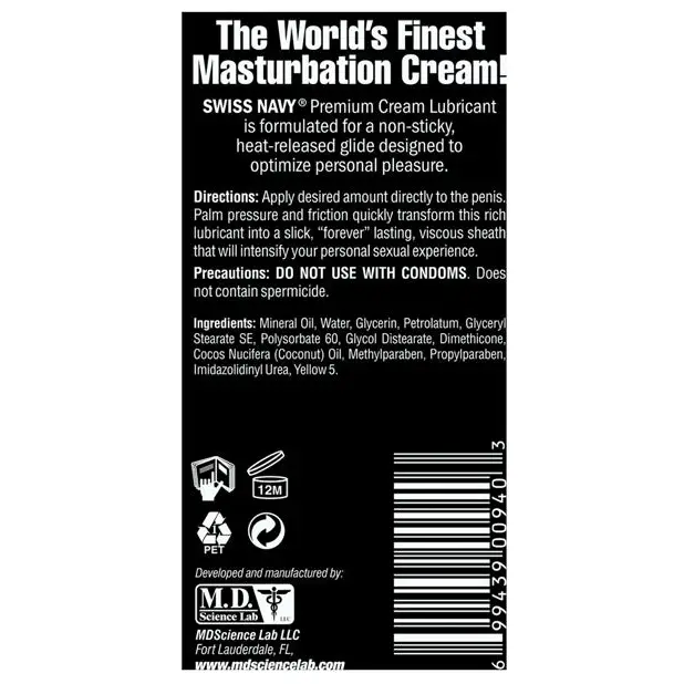 Swiss Navy Premium Masturbation Cream - 5 oz Tube - Lubricants