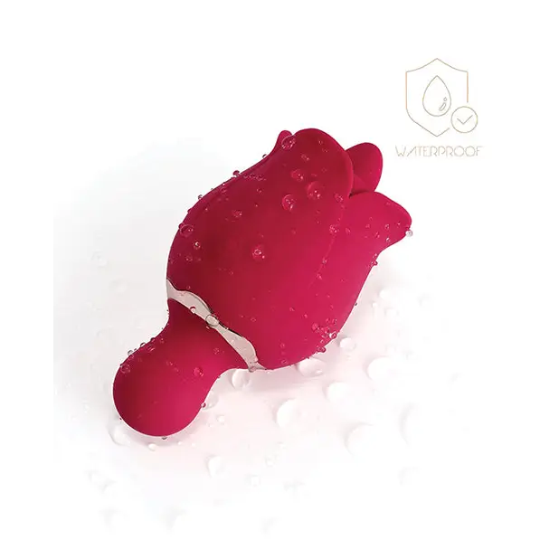 Sylvia Tongue Licking Rose Vibrator - Red - Stimulators