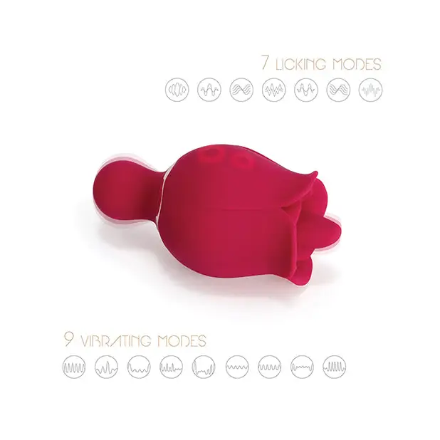 Sylvia Tongue Licking Rose Vibrator - Red - Stimulators