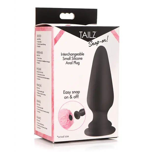 Tailz Snap On Interchangeable Silicone Anal Plug, Black Small