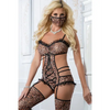Teddy w/Garters, Face Mask & Stockings Gold Leopard O/S