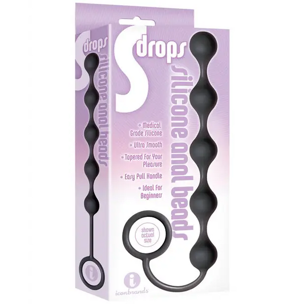 The 9’s S Drops Silicone Anal Beads - Black - Anal Products