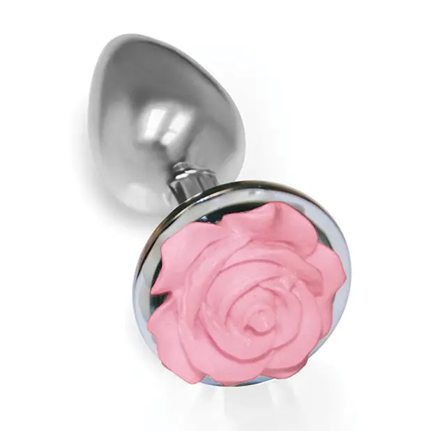 The 9's The Silver Starter Rose Floral Stainless Steel Butt Plug, Pink