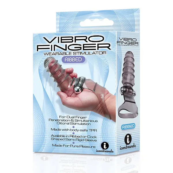 The 9's Vibrofinger Ribbed Finger Massager, Grey