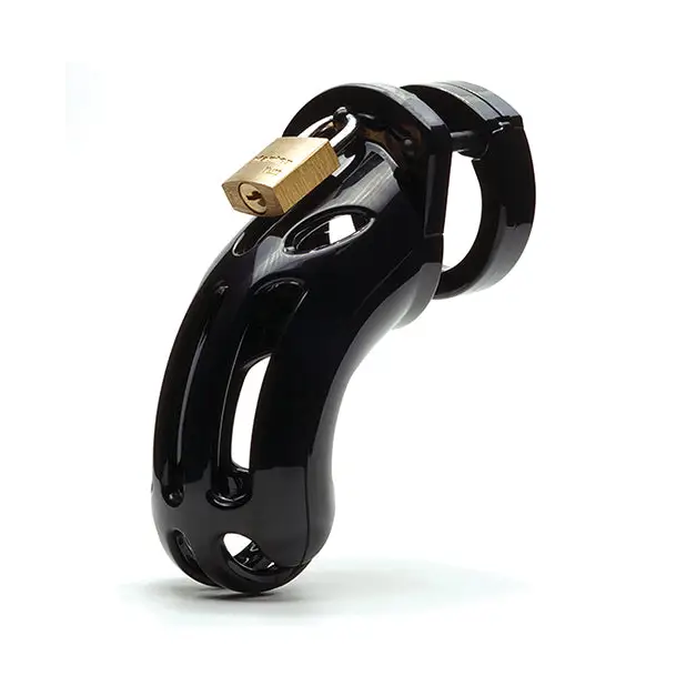 The Curve 3 3/4" Curved Cock Cage & Lock Set, Black