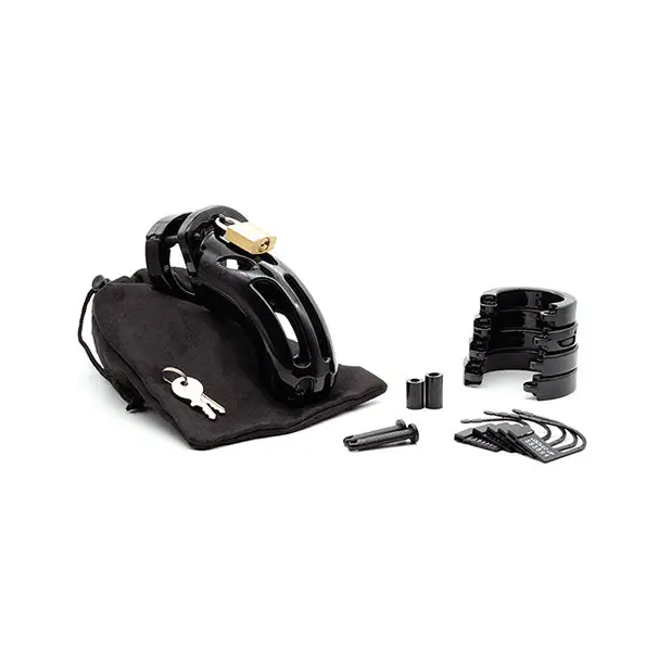 The Curve 3 3/4" Curved Cock Cage & Lock Set, Black