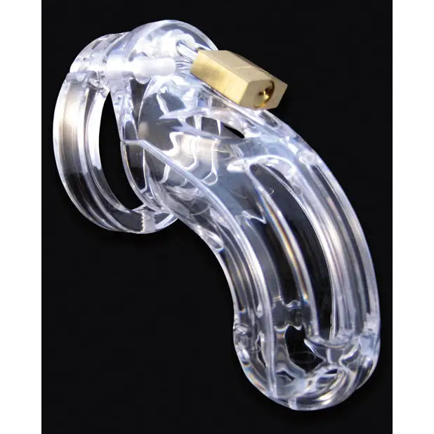 The Curve 3 3/4’’ Curved Cock Cage & Lock Set - Clear - Bondage Blindfolds & Restraints