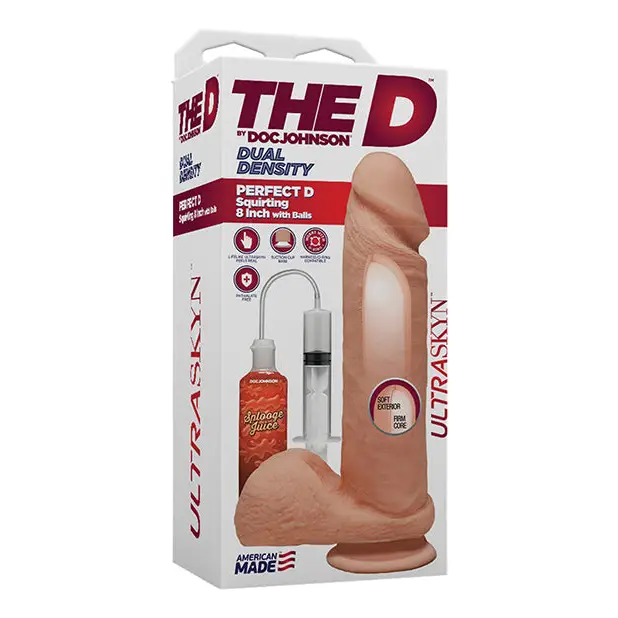 The D 8" Perfect D Squirting w/Balls, Vanilla