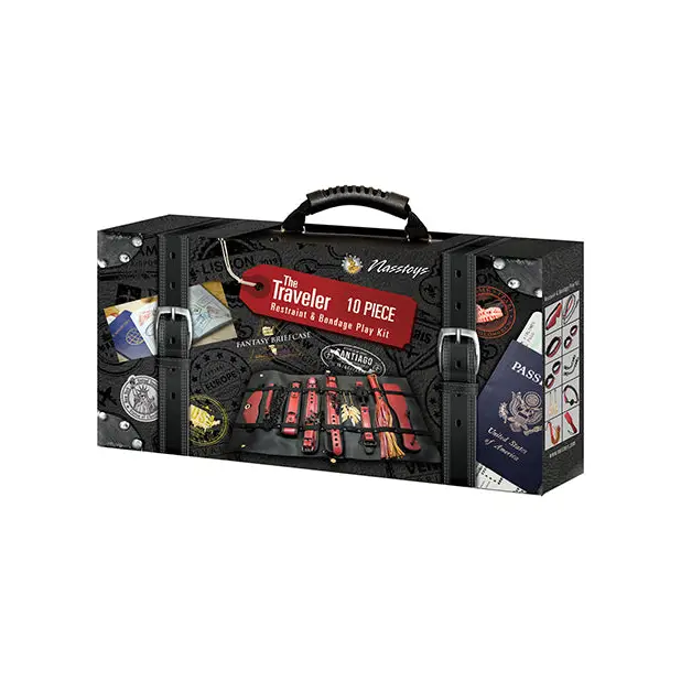 The Ultimate Fantasy Travel Briefcase Restraint & Bondage Play Kit, Burgundy