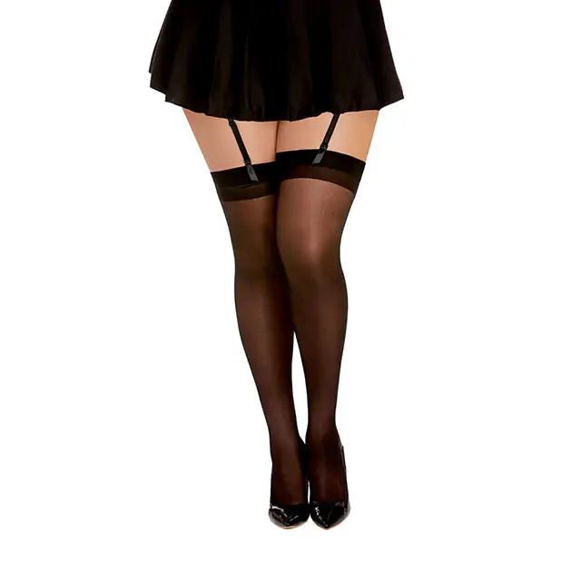Thigh High Back Seam - Black QN - Lingerie - Plus/Queen - Packaged