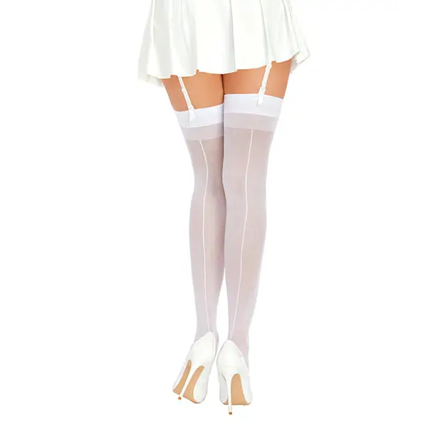 Thigh High Back Seam - White O/S - Lingerie - Packaged