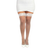 Thigh High Fish Net with Back Seam - White QN - Lingerie - Plus/Queen - Packaged
