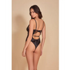 Thread Bare Satin & Embroidered Mesh Teddy Black LG