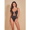 Thread Bare Satin & Embroidered Mesh Teddy Black SM - Lingerie - Hanging