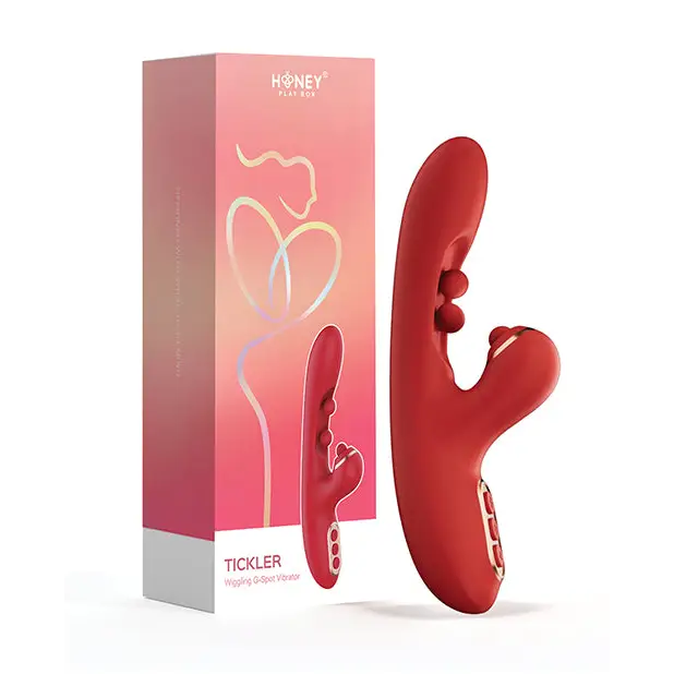 Tickler Wiggling G-Spot Vibrator & Tapping Clitoral Stimulator - Red - Vibrators