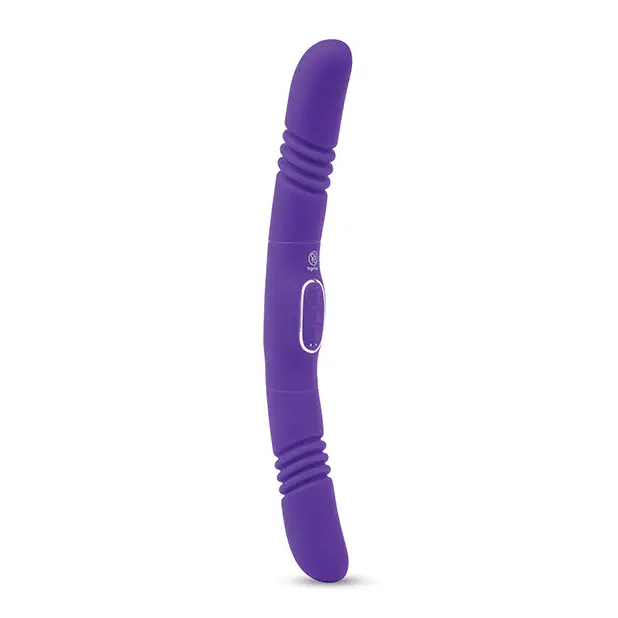 Together Double Delight Double-Ended Vibrating & Thrusting Vibrator - Purple - Vibrators