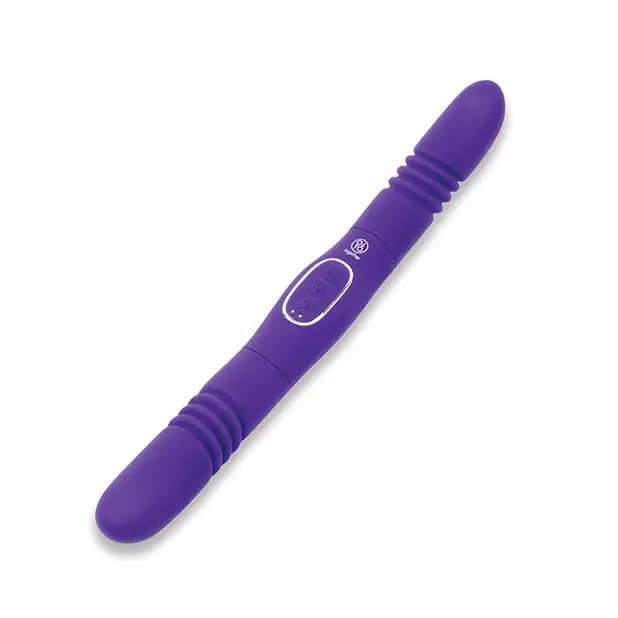 Together Double Delight Double-Ended Vibrating & Thrusting Vibrator - Purple - Vibrators