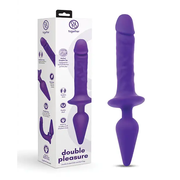 Together Double Pleasure 11’’ Double-Ended Dildo & Butt Plug - Purple - Dongs & Dildos