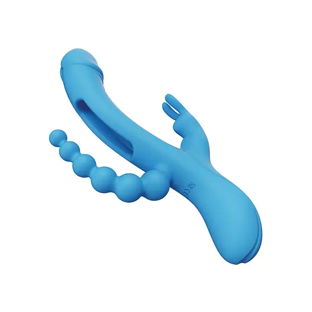 Trilux Kinky Finger Rabbit Vibrator with Anal Beads - Blue