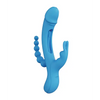 Trilux Kinky Finger Rabbit Vibrator with Anal Beads - Blue