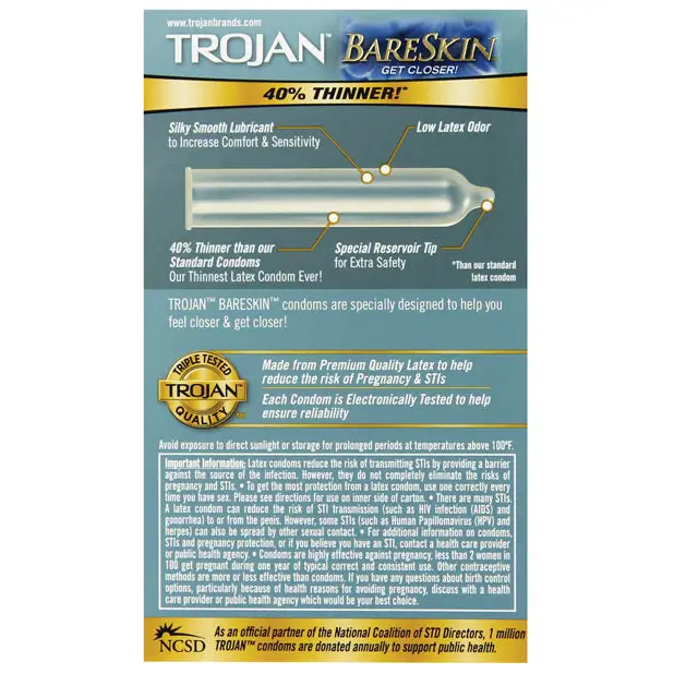 Trojan BareSkin Condoms - Box of 10 - Condoms