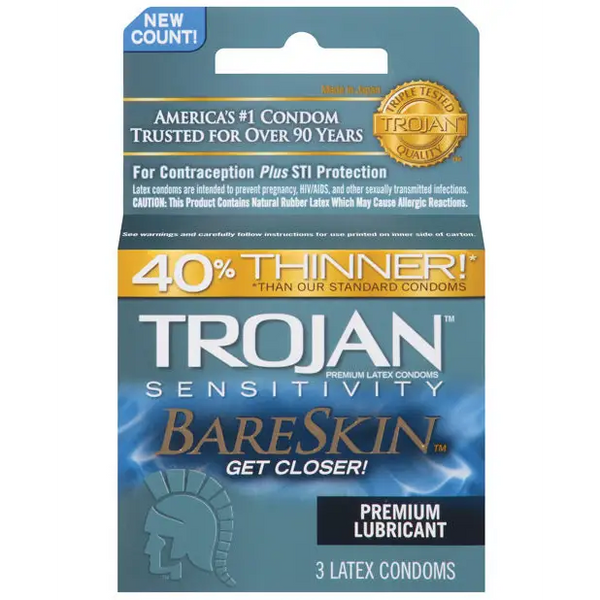 Trojan Bareskin Condoms, Box of 3
