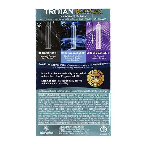 Trojan BareSkin EveryTHIN Condom, Variety Pack of 10