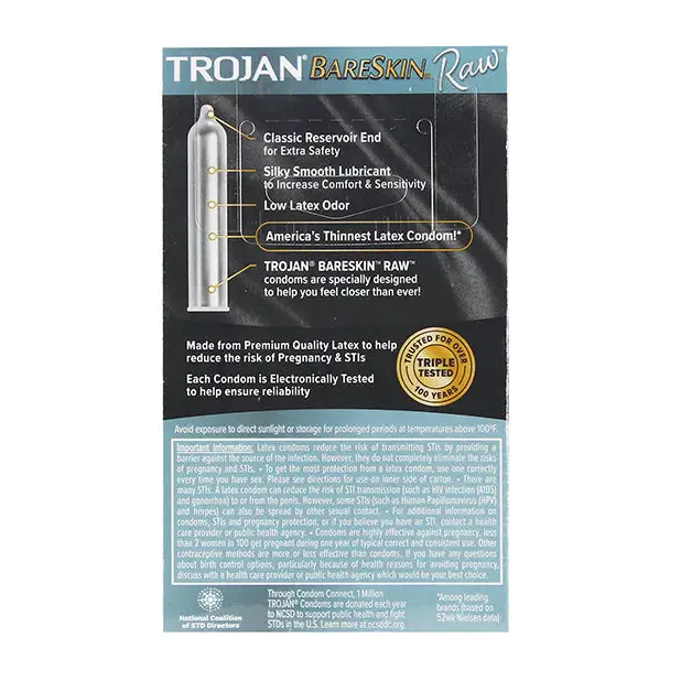 Trojan BareSkin Raw Condom, Pack of 10