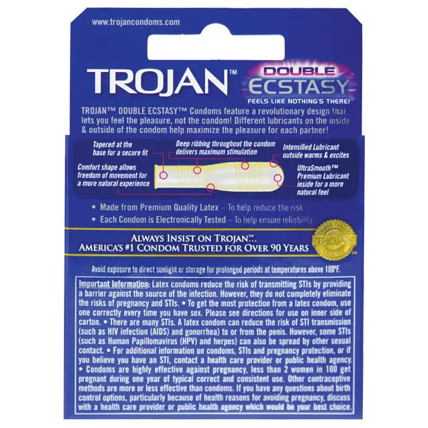 Trojan Double Ecstasy Condom, Box of 3