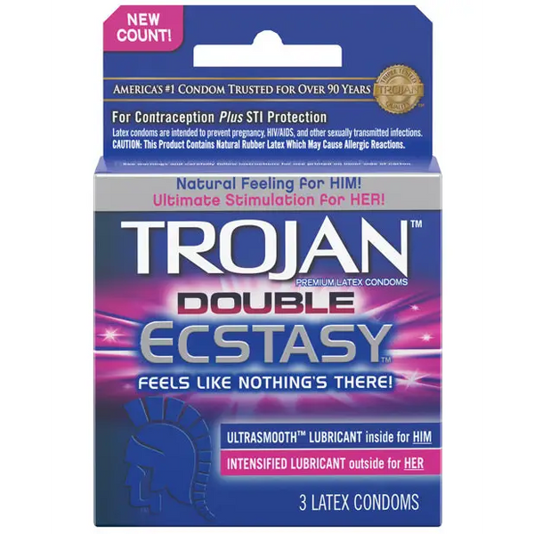 Trojan Double Ecstasy Condom, Box of 3