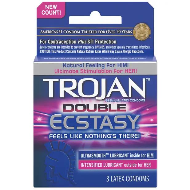 Trojan Double Ecstasy Condom, Box of 3