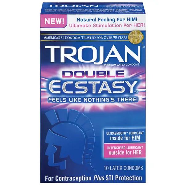 Trojan Double Ecstasy Condoms, Box of 10