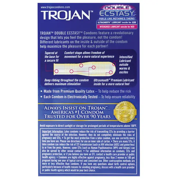 Trojan Double Ecstasy Condoms, Box of 10