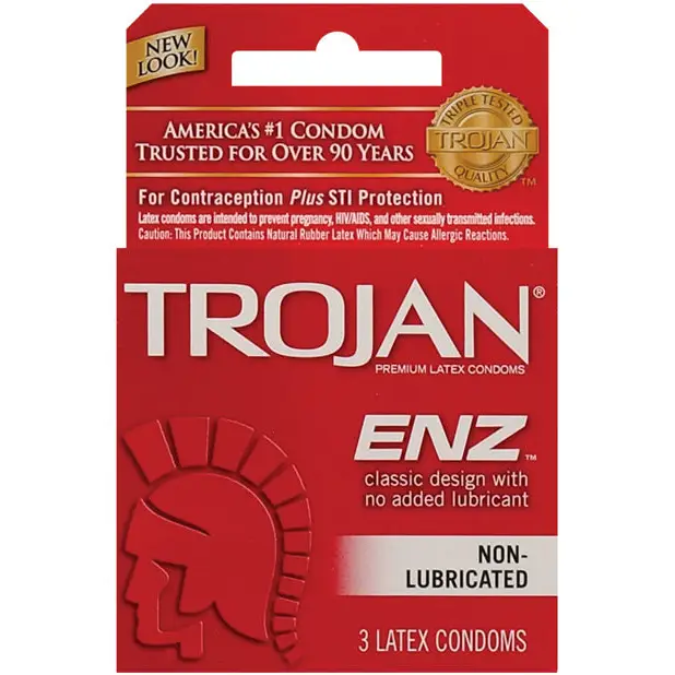 Trojan Enz Non-Lubricated - Box of 3 - Condoms