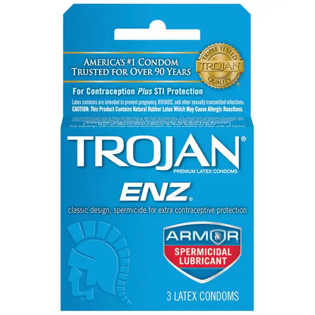 Trojan Enz Spermicidal Lubricated Condoms - Box of 3 - Condoms