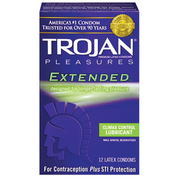 Trojan Extended Pleasure Condoms - Box of 12 - Condoms