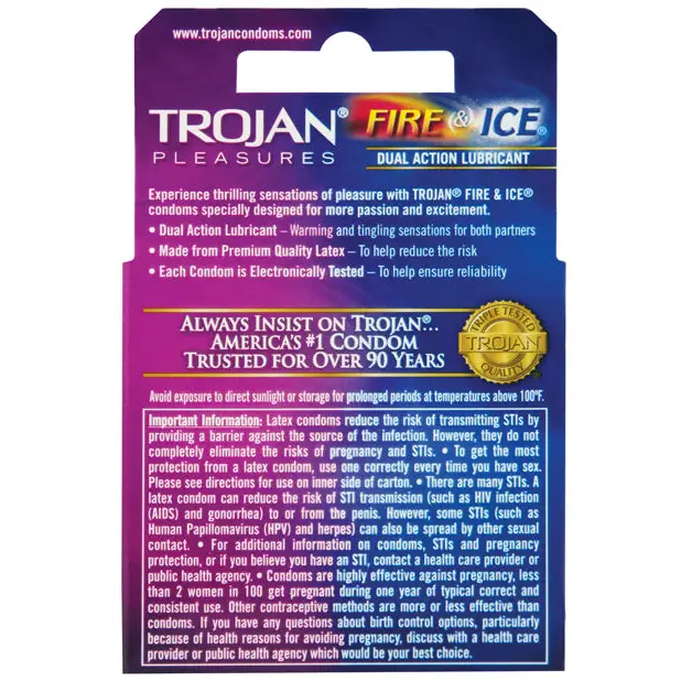 Trojan Fire & Ice Condoms - Box of 3 - Condoms