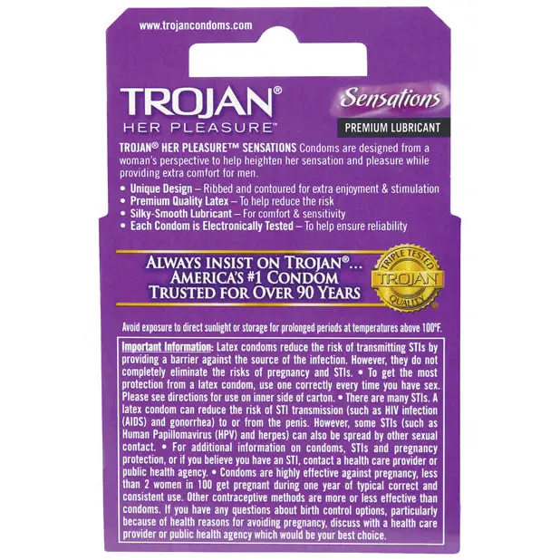 Trojan Her Pleasure Condoms - Box of 3 - Condoms