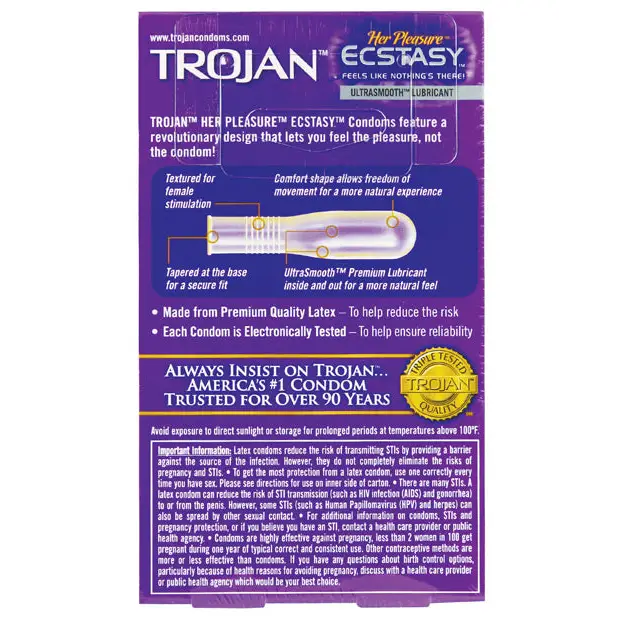 Trojan Her Pleasure Ecstasy Condoms - Box of 10 - Condoms