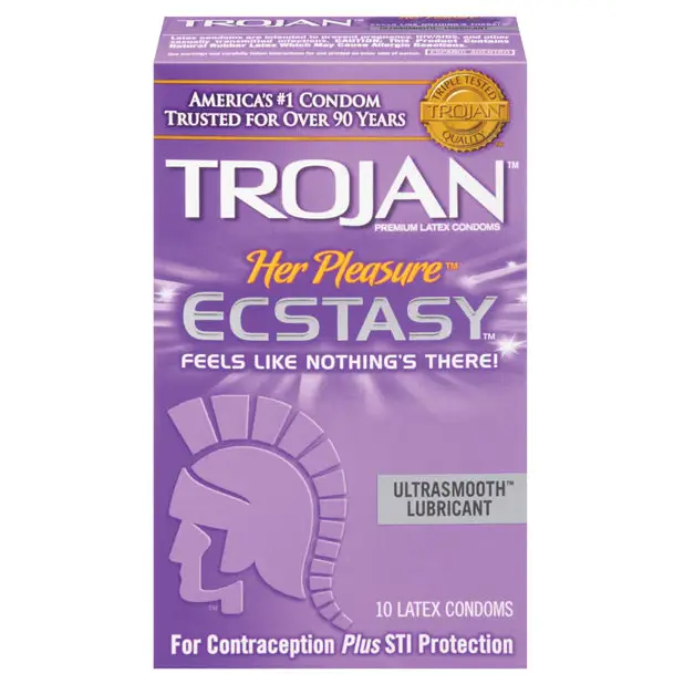 Trojan Her Pleasure Ecstasy Condoms - Box of 10 - Condoms